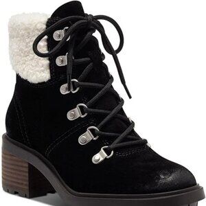 Lucky Brand Demia Black Suede Heeled Boots Womens Size 8 M